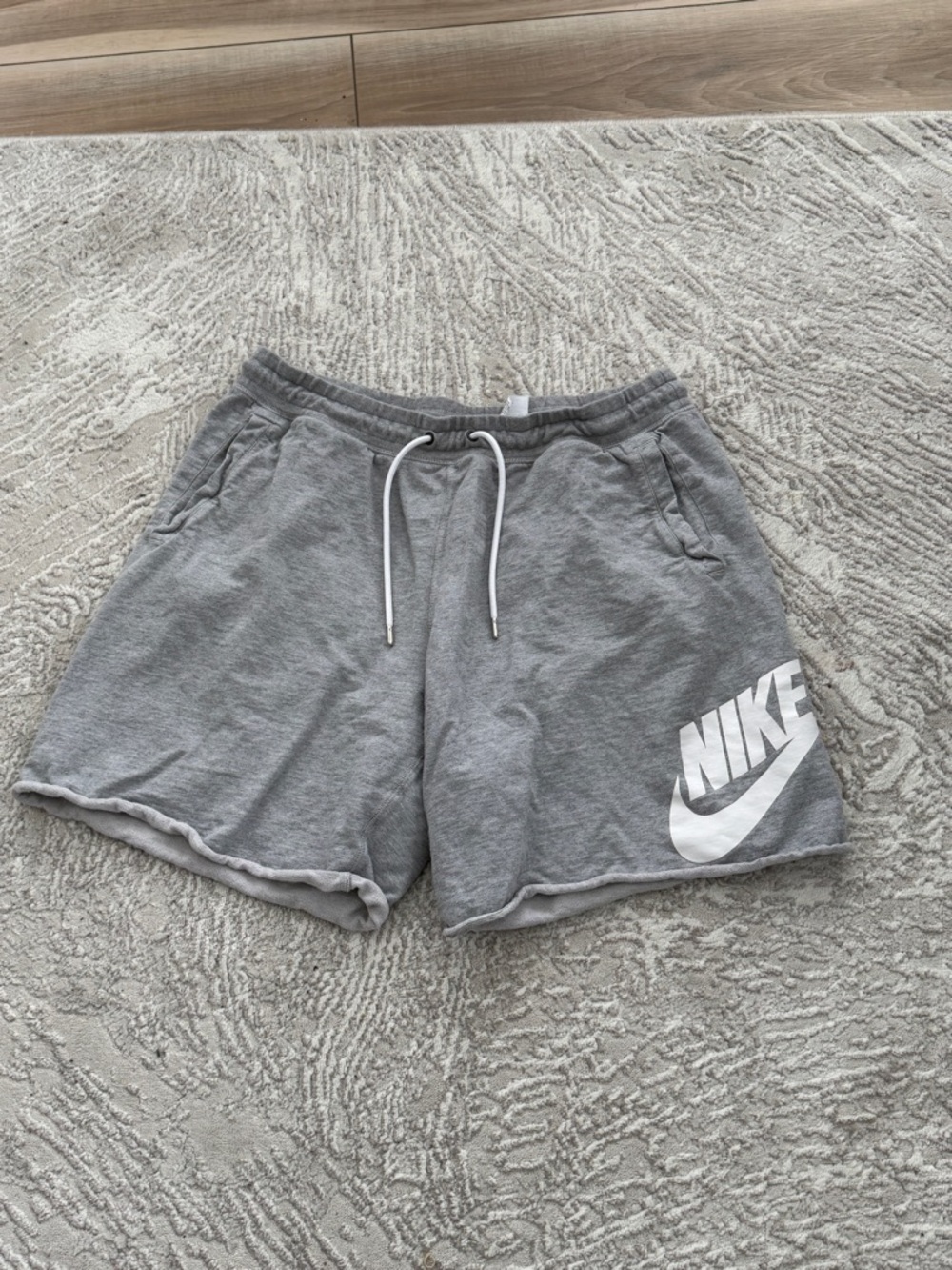 Nike Women's Gray Athletic Fleece Shorts with White Logo